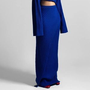 Hanifa Dee Maxi Knit Skirt in Blue